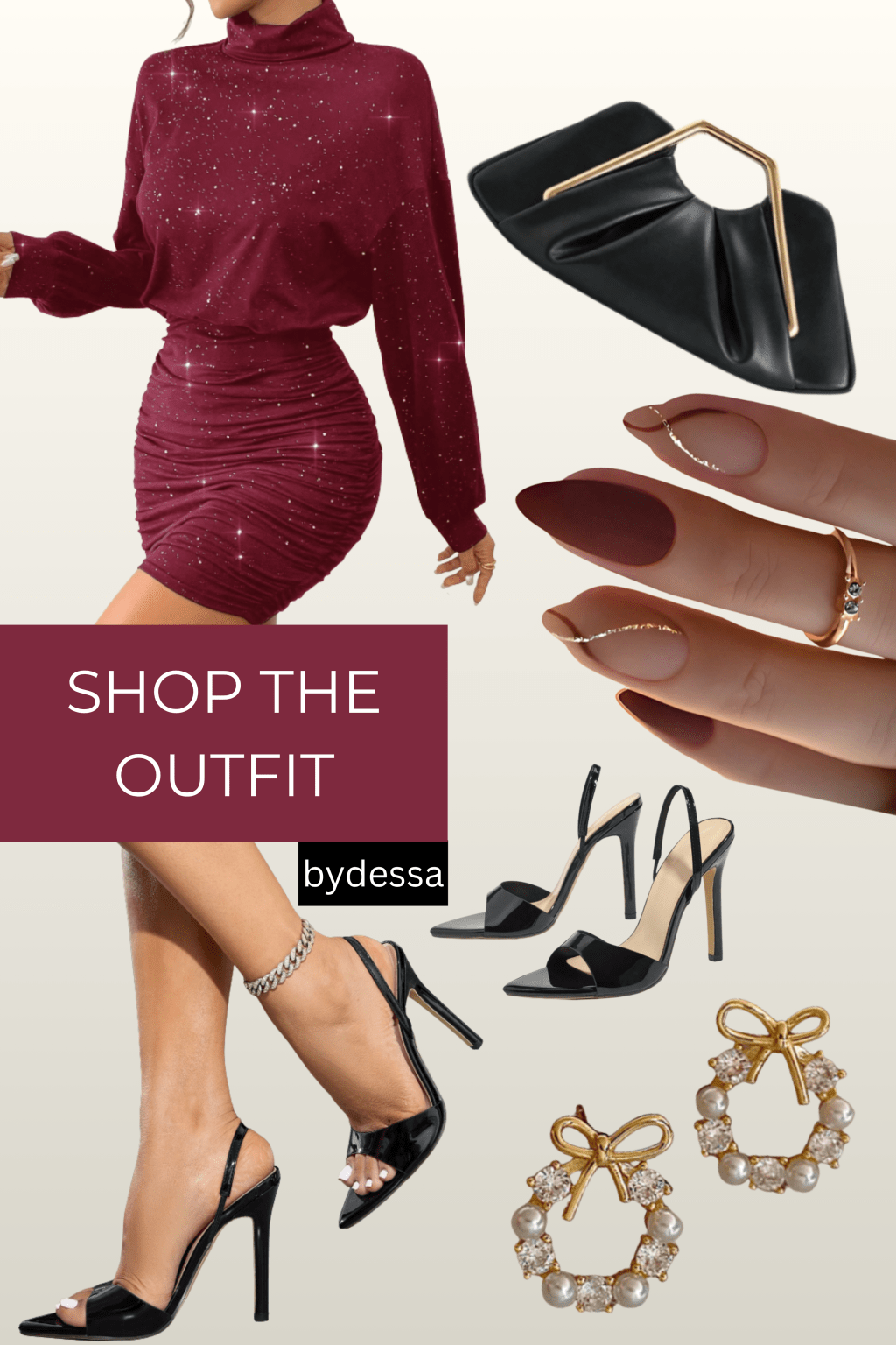 Burgundy Christmas Party Dress Outfit –&nbsp;bydessa!